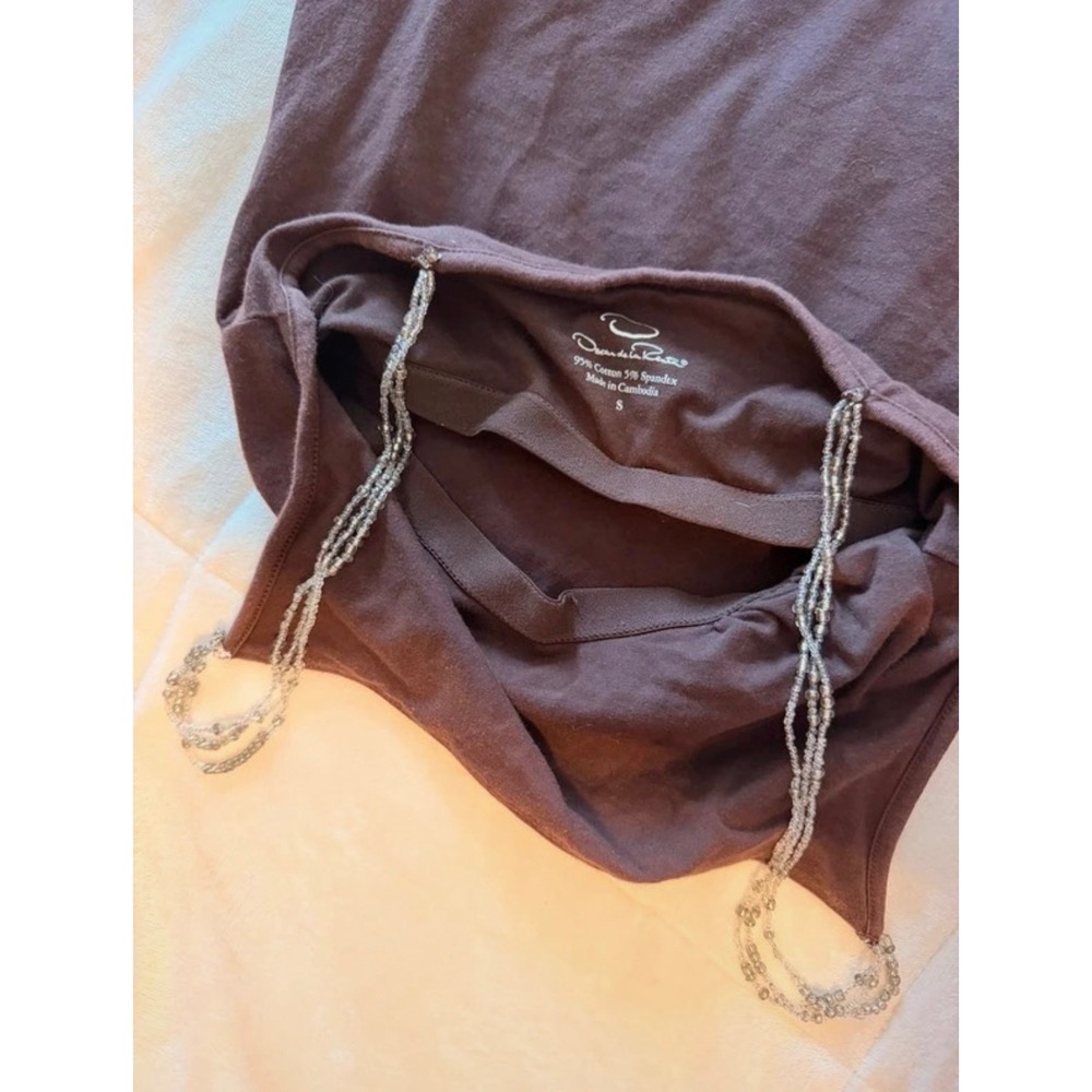 Y2K Oscar de la Renta Beaded Chain Strap Tank Top